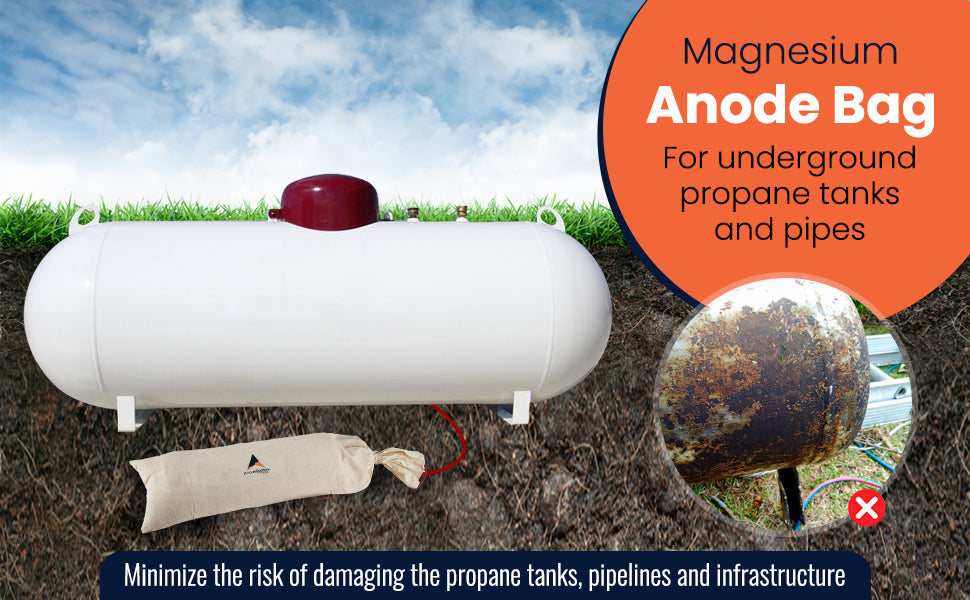 mg-anode في backfill 14.5 كجم/17 رطل ، 1.7 فولت ، inkl 10m ، 10mm2 röd xlpe/pvc
