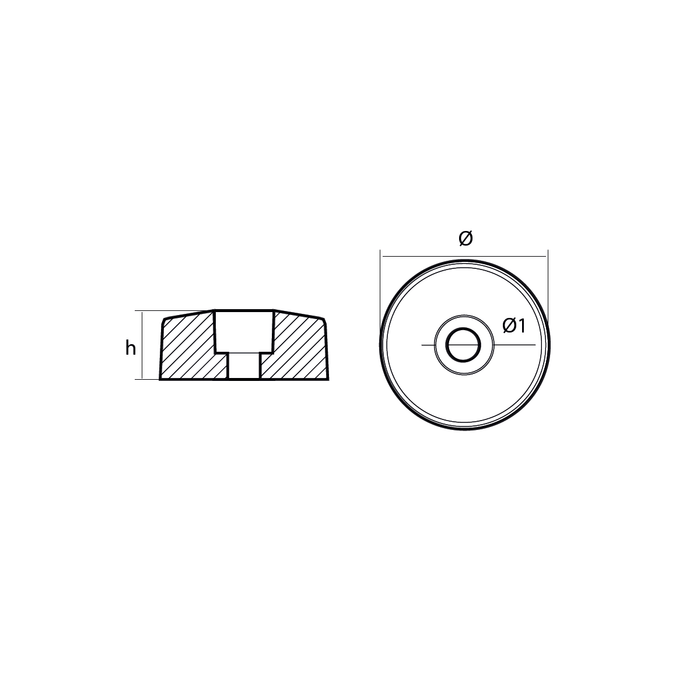 Ánodo de zinc para hélice de motores Flexofold, diámetro 32 x 13 mm, #114