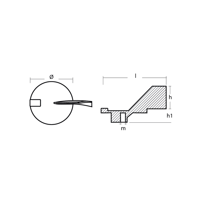 Ritning på Zinkanod Yamaha, motor, 67F-45371-00, 0.391kg, R801140 - AnodeFactory