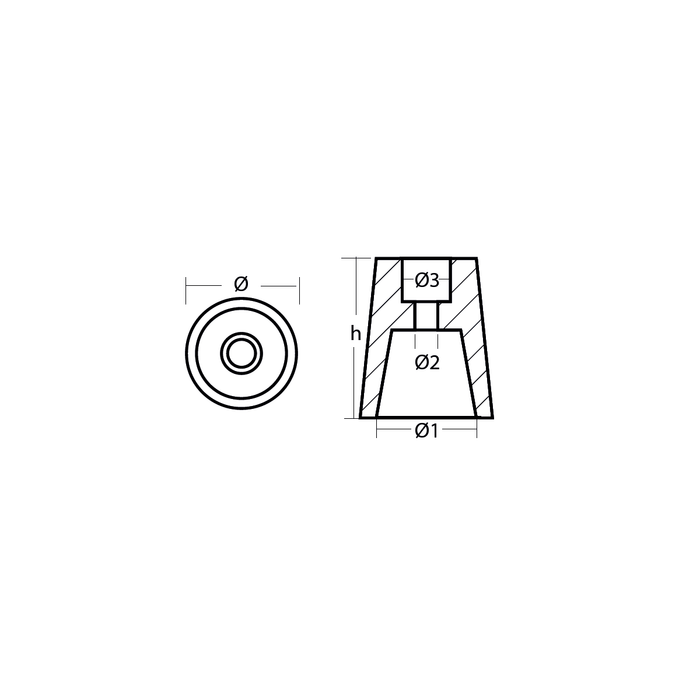 Anode zinc pour hélice, conique, arbre de 35 mm, , R800402