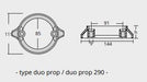 Ritning på Zinkanod Volvo Penta typ duo prop 290, motoranod, VP852182, R800704, 0.510KG - AnodeFactory