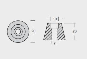 Zinkanod bogpropeller, konisk, 0.043KG, 10x7mm - AnodeFactory