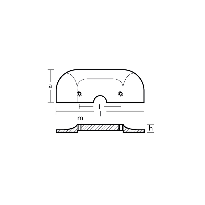 Ritning på Zinkanod Mercury/Mercruiser, motoranod, M821629, 0.809KG/1,78LB, R800814 - AnodeFactory